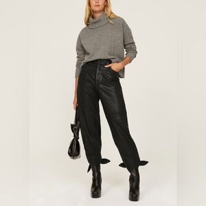 7 For All Mankind Black High-Rise Leather-Look Jogger Jeans